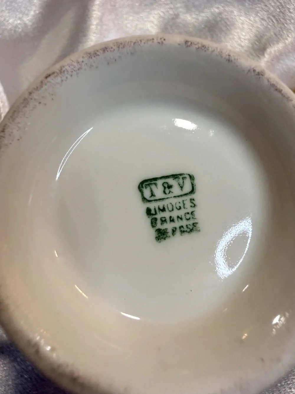 Pair Antique T&V Limoges France Porcelain Tea Cups Floral Gold Trim No Saucers